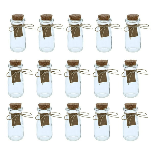 10 Pieces Clear Glass Bottles with Cork Lids Mini Transparent Jars Stopper 
